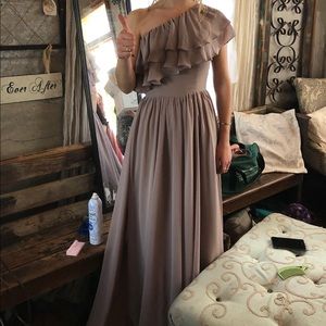 Taupe Bridesmaid Floor Length Dress